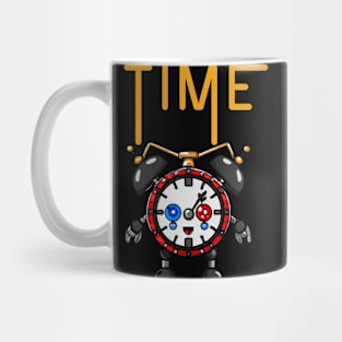 Time Illustration, Funny Surreal Steampunk Alarm Clock Robot Mug